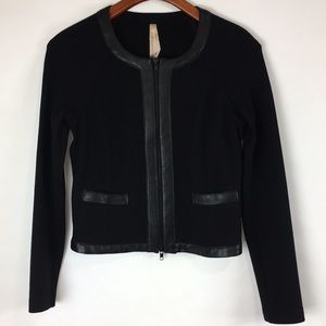 Bailey 44 Ponte Knit Faux Leather Trim Jacket M